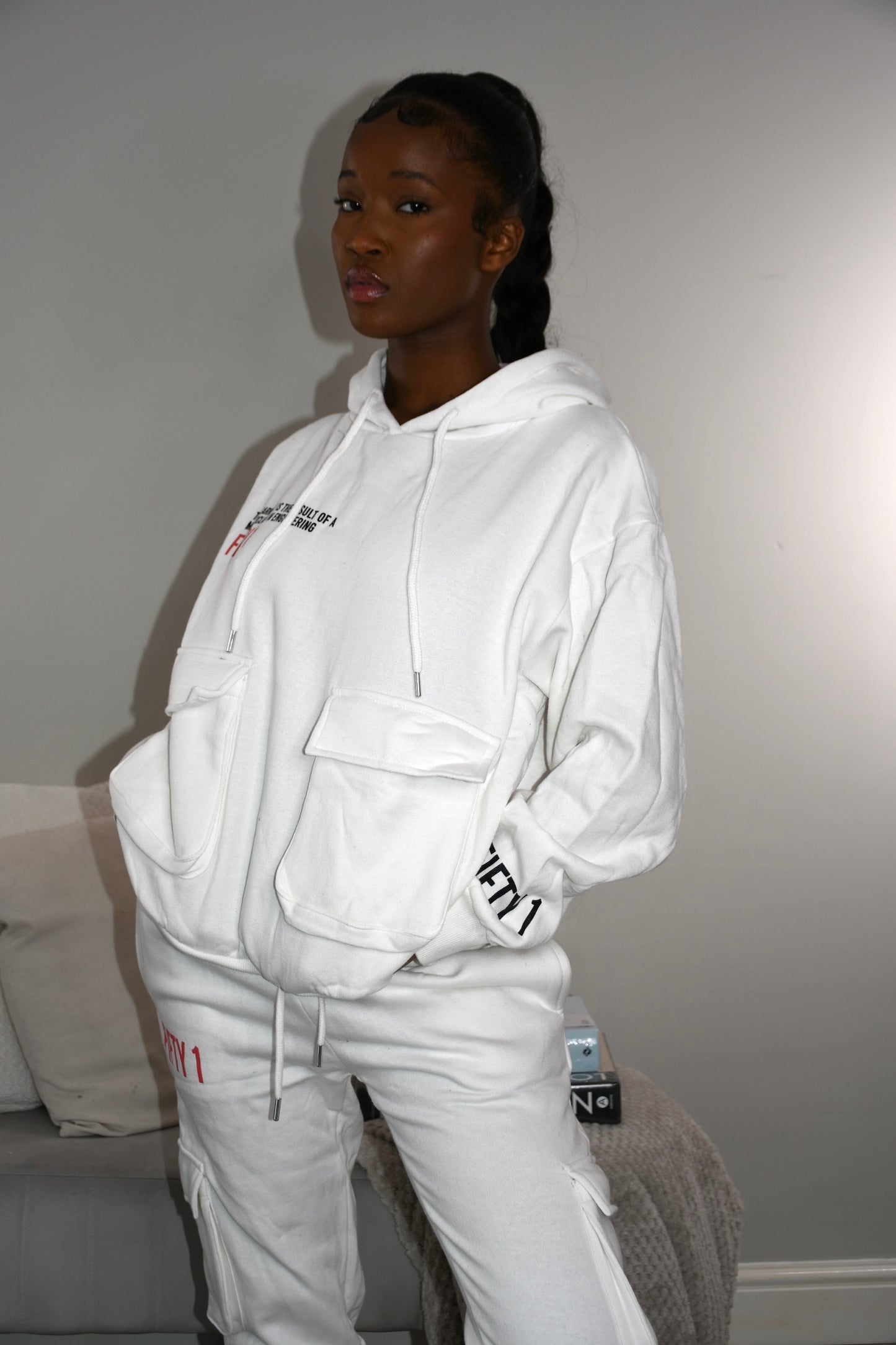 White cargo style tracksuit ‘Masterclass’