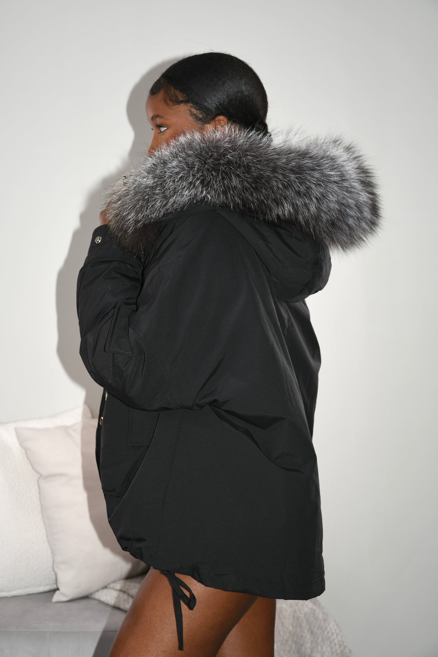 Silver fur sale coat