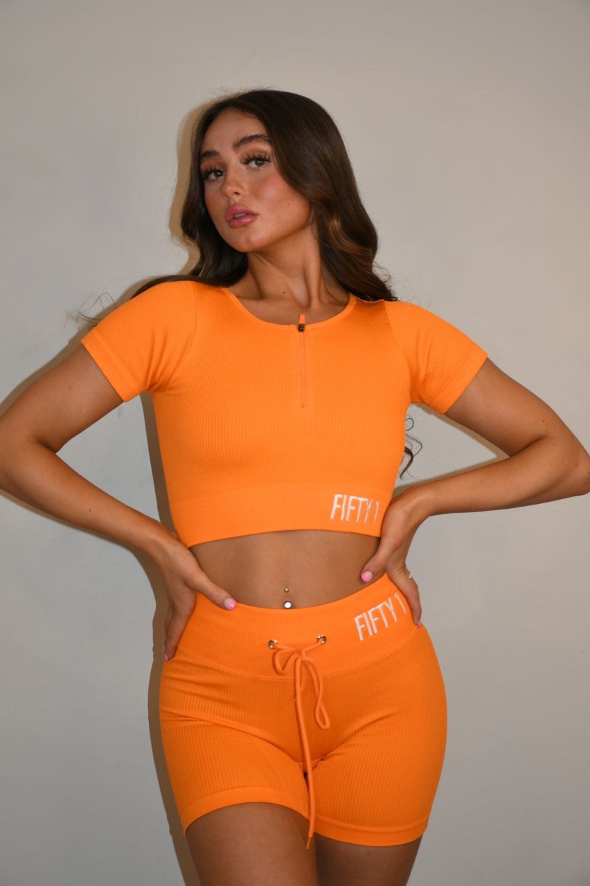 'SUPREMA' cropped gym tee - Orange