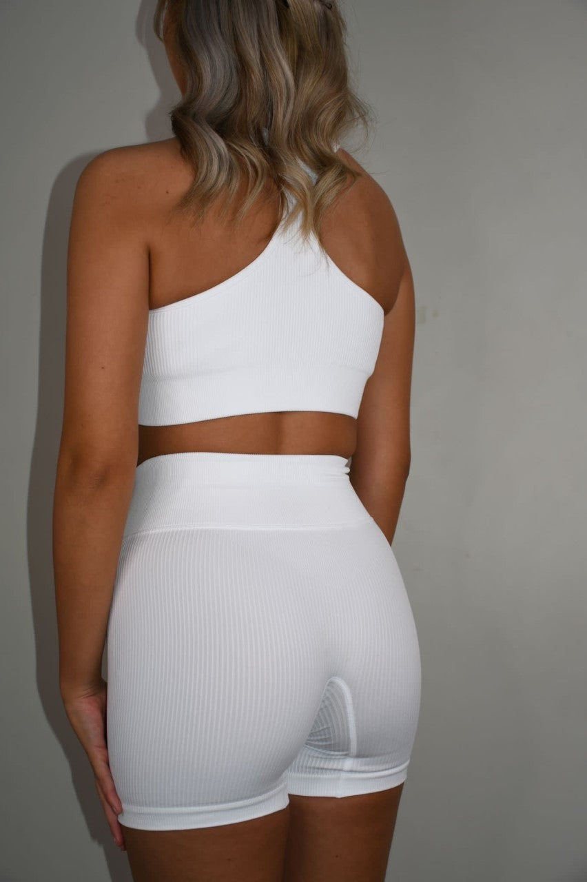 'SUPREMA' cropped gym shorts - White